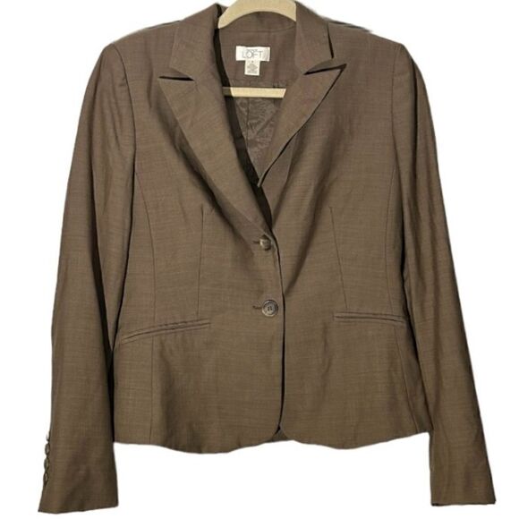 LOFT Tan Wool Blend Lightweight Lined Blazer Size 8 - Picture 1 of 9